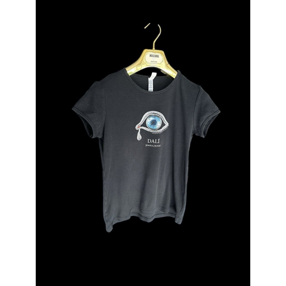 Vintage 2009 Salvador Dali Jewels Women's Baby Tee Sz Medium Black Ringer‎